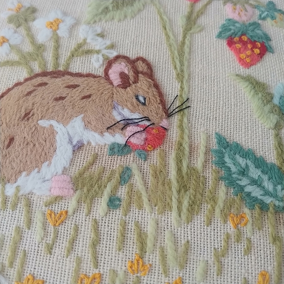 Embroidered Mouse & Strawberry Art - Picture 2 of 6